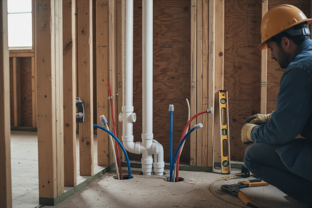 Drain and supply rough-in during Drain Cleaning in Old Forge